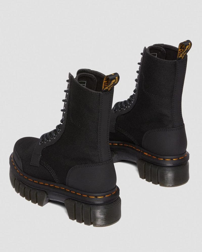 Dr Martin Martens Audrick 10-Eye Poly & Leather Platform Boots (Ajax+Extra Tough 50/50) Boots Black | AD45-Q2ES