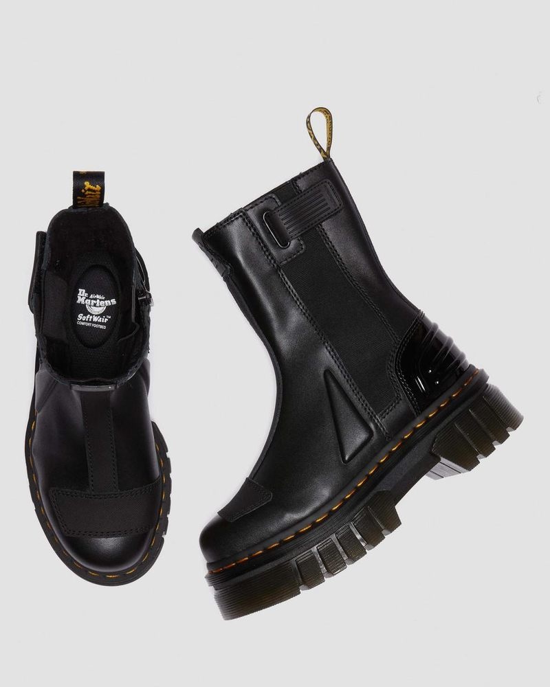 Dr Martin Martens Audrick Alternative Leather Chelsea Hi Platform Boots Platforms Boots Black | MH15-N9TW