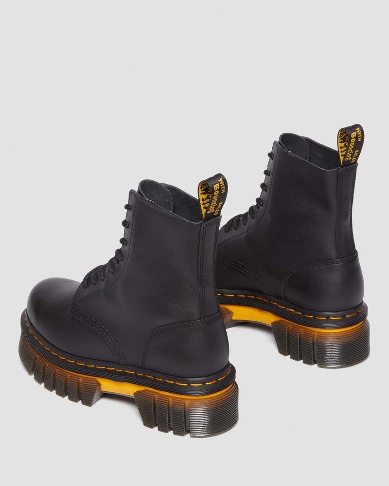 Dr Martin Martens Audrick Contrast Sole Leather Platform Ankle Boots (Polished Lucido) Boots Black | JK82-L2CF