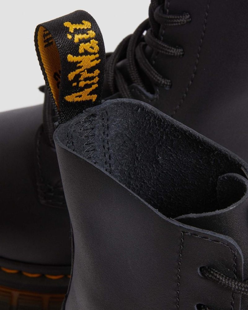 Dr Martin Martens Audrick Contrast Sole Leather Platform Ankle Boots (Polished Lucido) Boots Black | JK82-L2CF