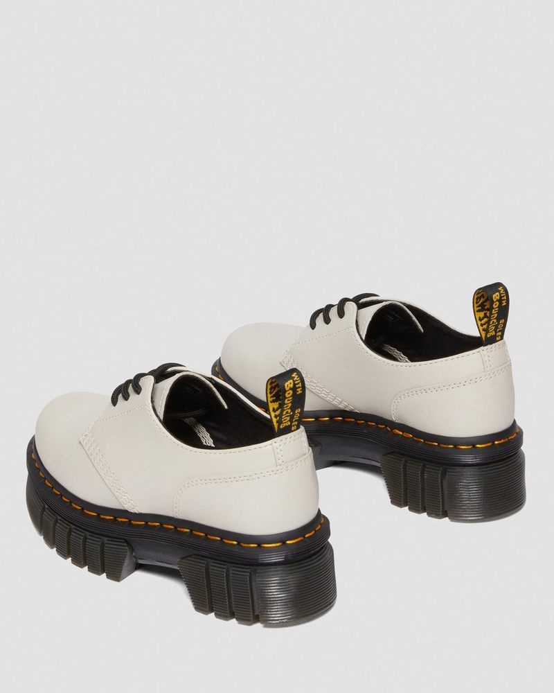 Dr Martin Martens Audrick Nappa Leather Platform Shoes (Nappa Lux) Platforms Cobblestone Grey | YA12-H7HR