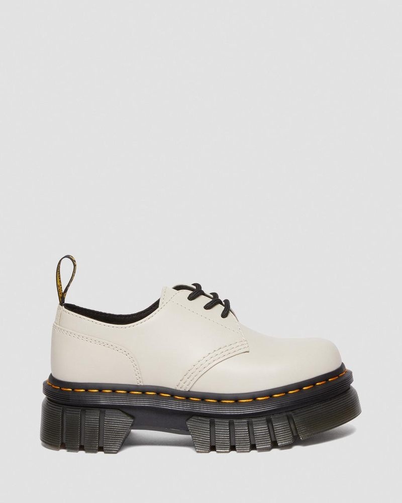 Dr Martin Martens Audrick Nappa Leather Platform Shoes (Nappa Lux) Platforms Cobblestone Grey | YA12-H7HR