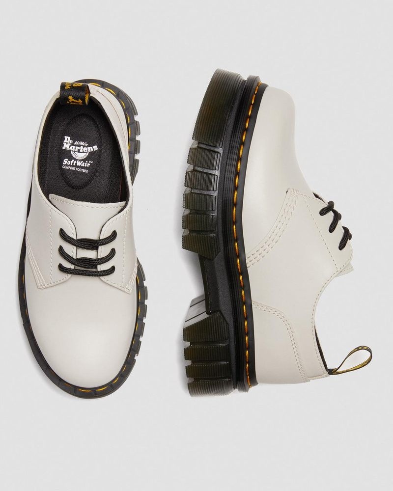 Dr Martin Martens Audrick Nappa Leather Platform Shoes (Nappa Lux) Platforms Cobblestone Grey | YA12-H7HR