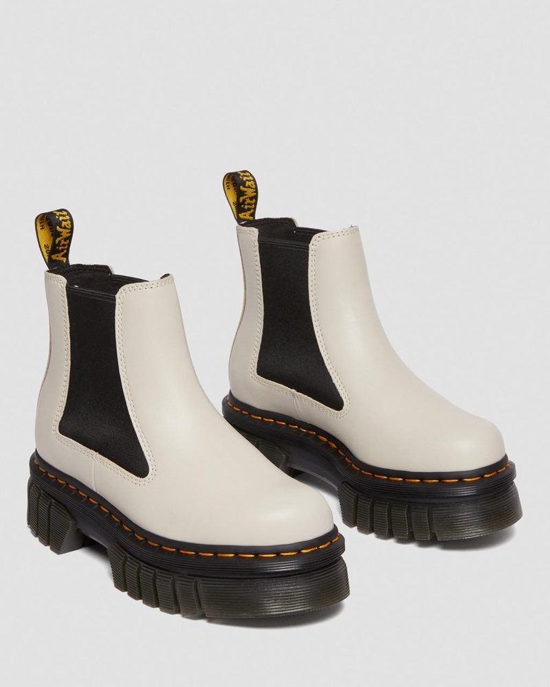 Dr Martin Martens Audrick Nappa Leather Platform Chelsea Boots (Nappa Lux) Platforms Boots Cobblestone Grey | JW24-X4TA