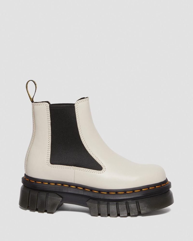 Dr Martin Martens Audrick Nappa Leather Platform Chelsea Boots (Nappa Lux) Platforms Boots Cobblestone Grey | JW24-X4TA