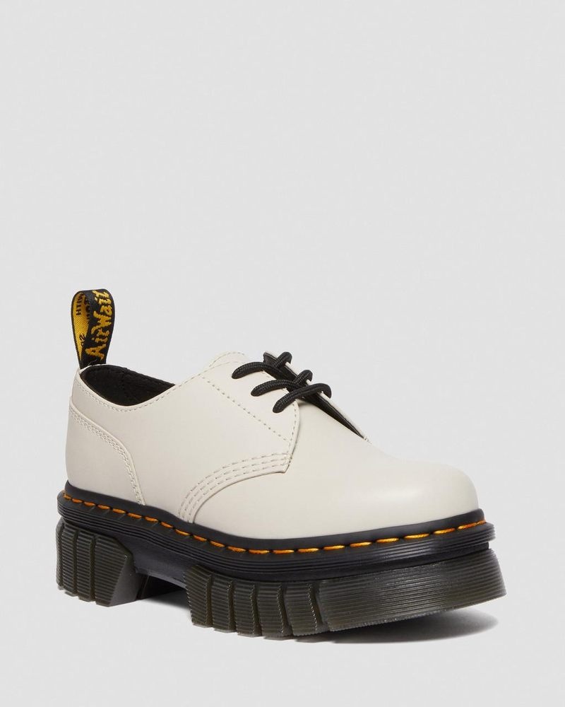 Dr Martin Martens Audrick Nappa Leather Platform Shoes (Nappa Lux) Platforms Shoes Cobblestone Grey | OG10-U9QD