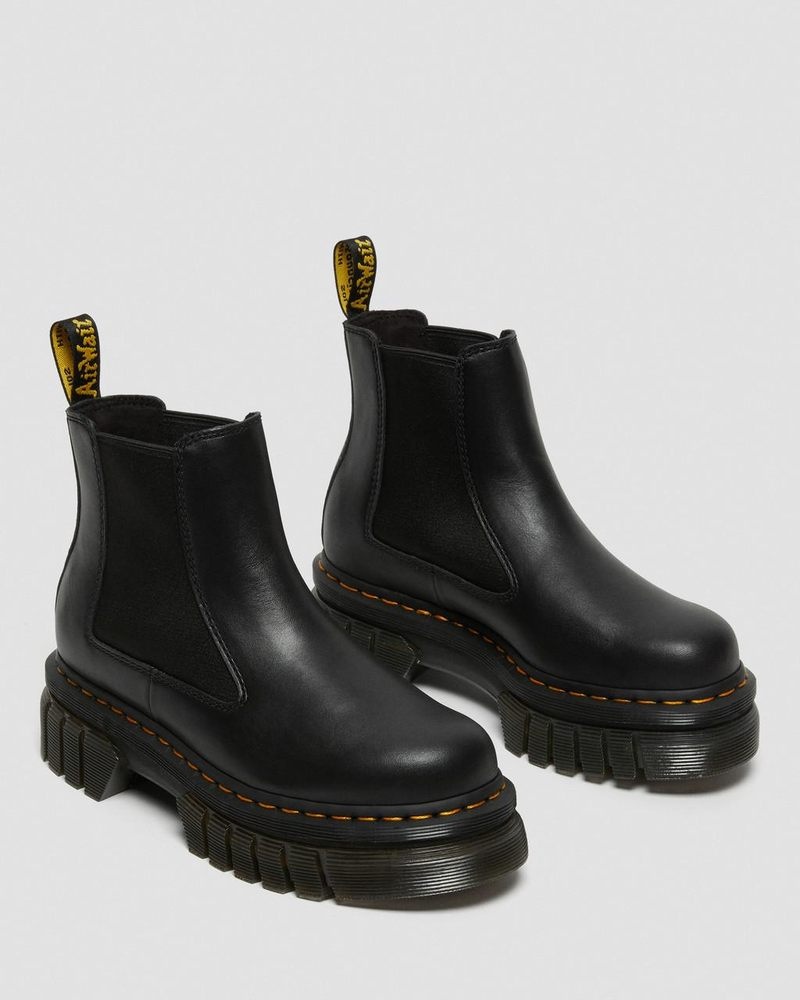 Dr Martin Martens Audrick Nappa Leather Platform Chelsea Boots (Nappa Lux) Platforms Boots Black | BN81-H2ZO