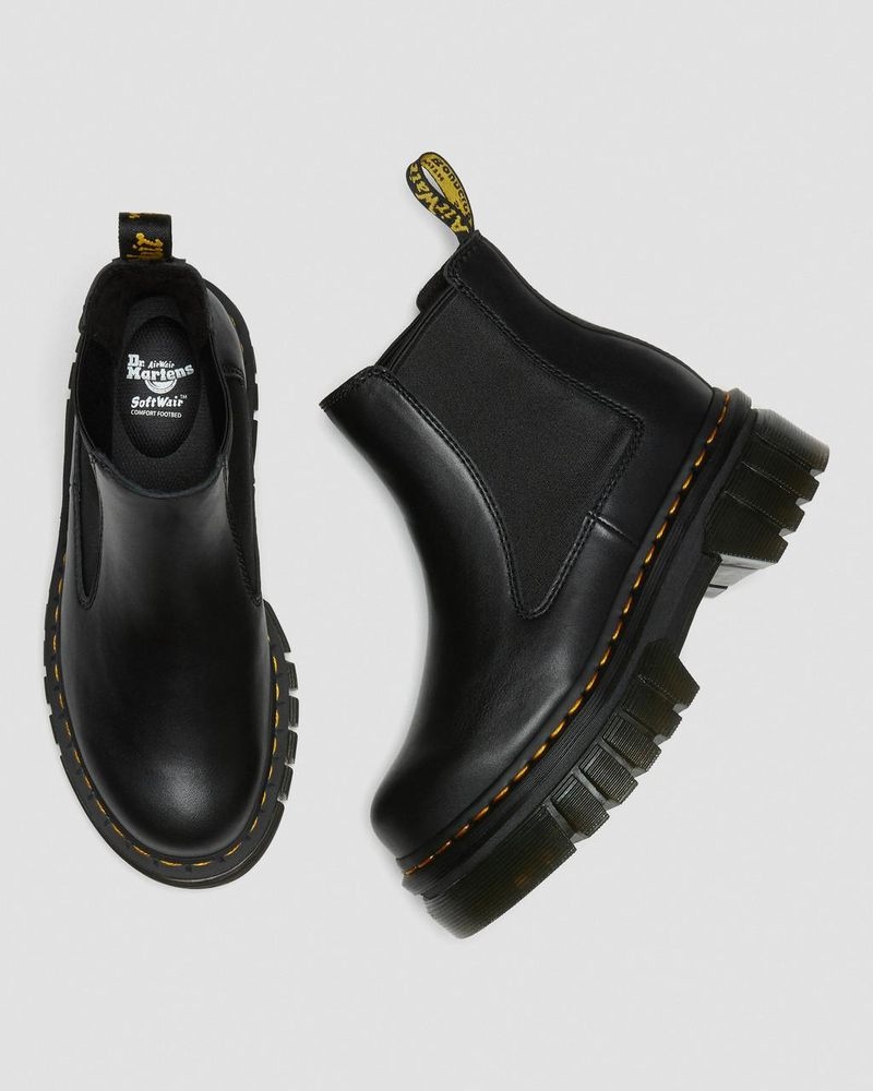 Dr Martin Martens Audrick Nappa Leather Platform Chelsea Boots (Nappa Lux) Platforms Boots Black | BN81-H2ZO