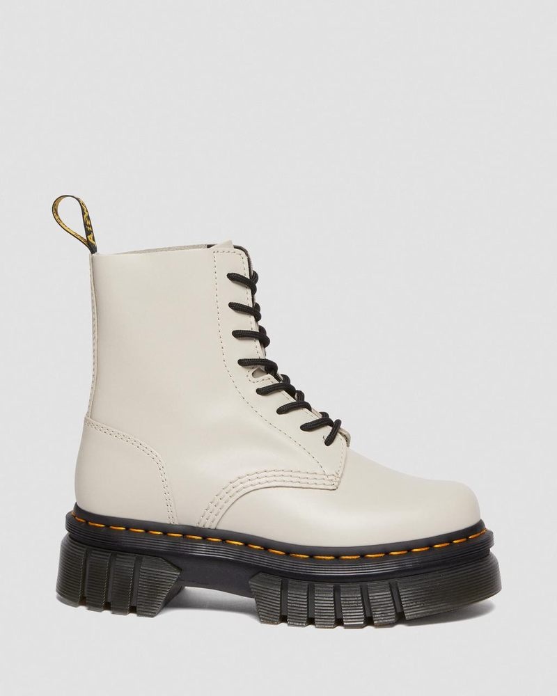 Dr Martin Martens Audrick Nappa Leather Platform Ankle Boots (Nappa Lux) Platforms Boots Cobblestone Grey | PD37-X5UO