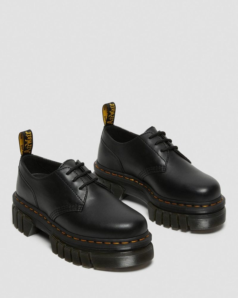 Dr Martin Martens Audrick Nappa Leather Platform Shoes (Nappa Lux) Platforms Shoes Black | UG41-P0AM