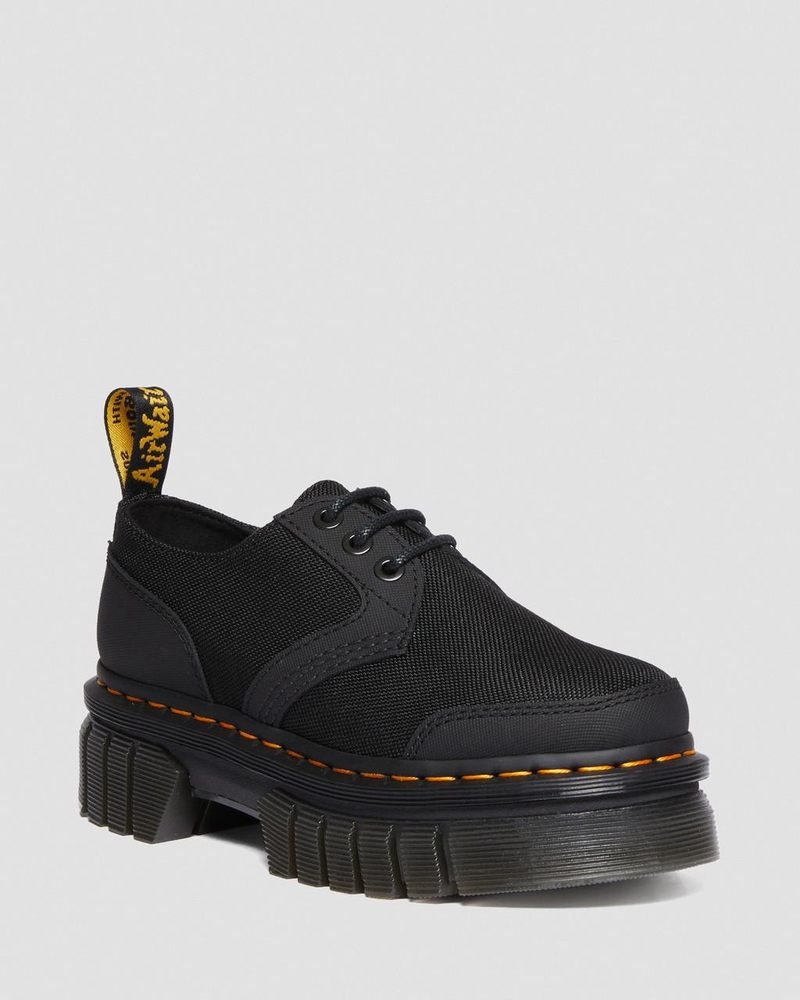 Dr Martin Martens Audrick Poly & Leather Platform Shoes (Ajax+Extra Tough 50/50) Platforms Black | KS40-G0VD