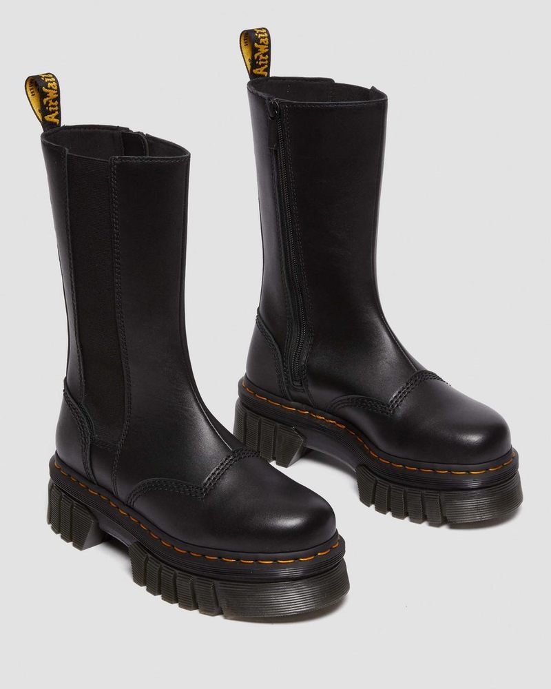 Dr Martin Martens Audrick Tall Nappa Leather Platform Chelsea Boots (Nappa Lux) Platforms Boots Black | CW01-E6WO