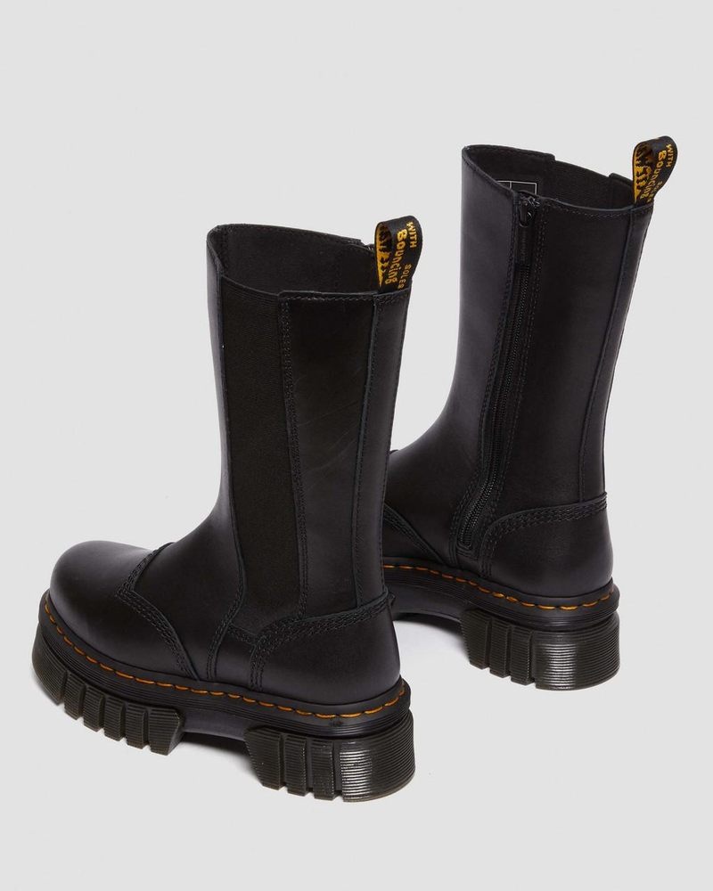 Dr Martin Martens Audrick Tall Nappa Leather Platform Chelsea Boots (Nappa Lux) Platforms Boots Black | CW01-E6WO