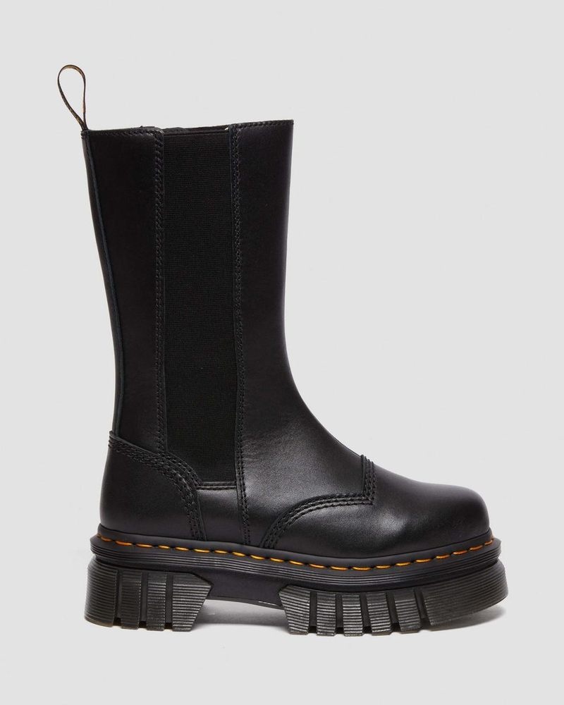 Dr Martin Martens Audrick Tall Nappa Leather Platform Chelsea Boots (Nappa Lux) Platforms Boots Black | CW01-E6WO