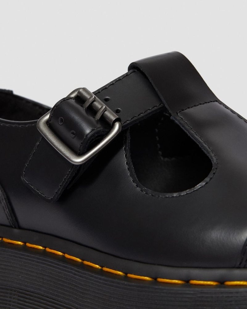 Dr Martin Martens Bethan Polished Smooth Leather Platform Shoes (Polished Smooth) Platforms Shoes Black | OW77-O5DF