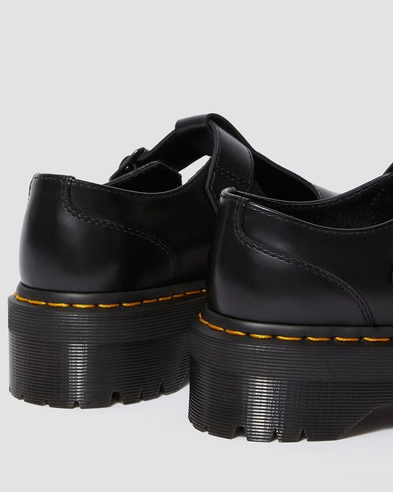 Dr Martin Martens Bethan Polished Smooth Leather Platform Shoes (Polished Smooth) Platforms Shoes Black | OW77-O5DF