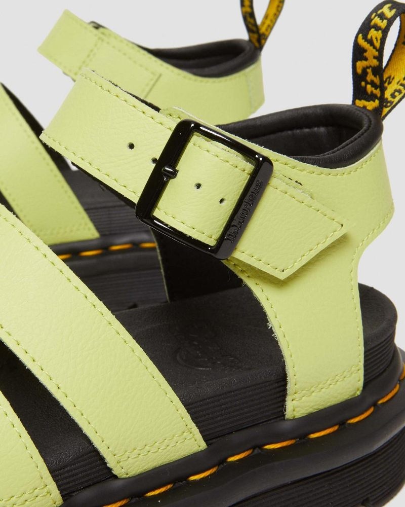 Dr Martin Martens Blaire Athena Leather Strap Sandals (Athena) Shoes Lime Green | WA26-W5PB