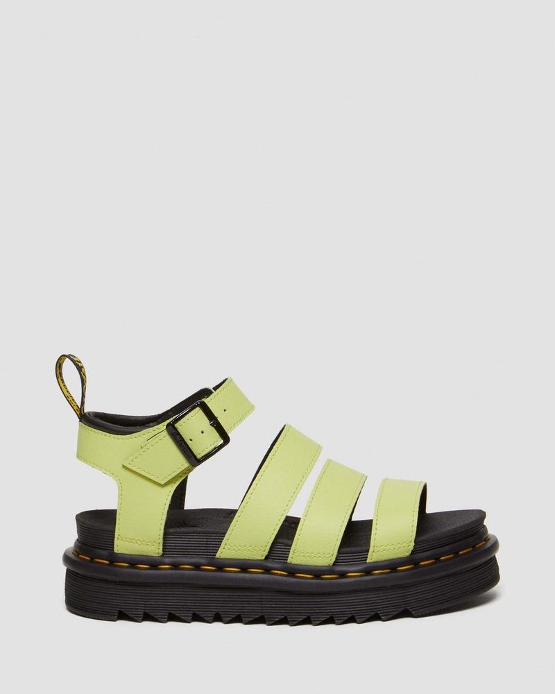 Dr Martin Martens Blaire Athena Leather Strap Sandals (Athena) Shoes Lime Green | WA26-W5PB