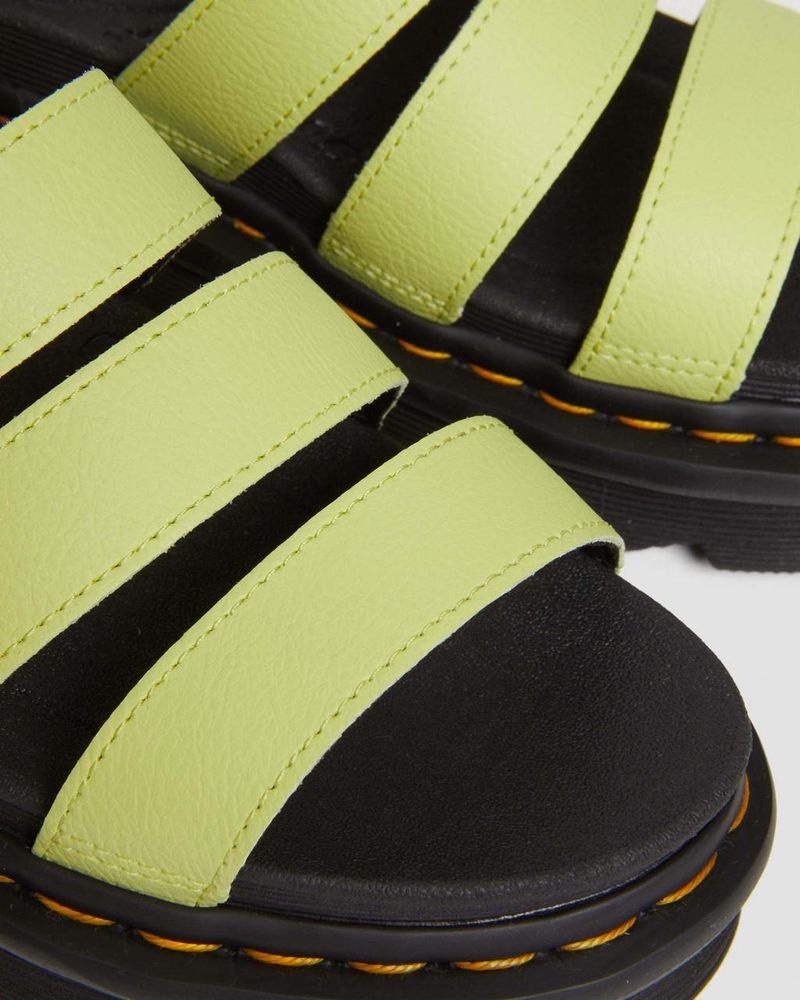 Dr Martin Martens Blaire Athena Leather Strap Sandals (Athena) Shoes Lime Green | WA26-W5PB