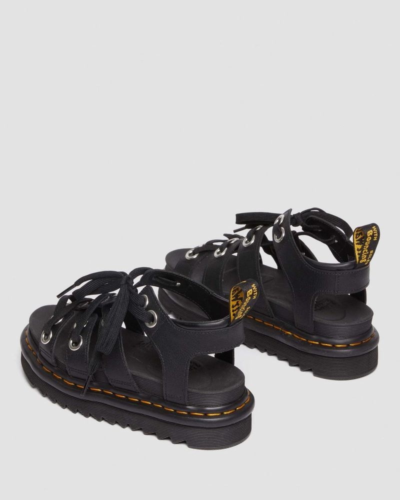 Dr Martin Martens Blaire Hardware Leather Strap Sandals (Athena) Sandals Black | DL30-Z1IV