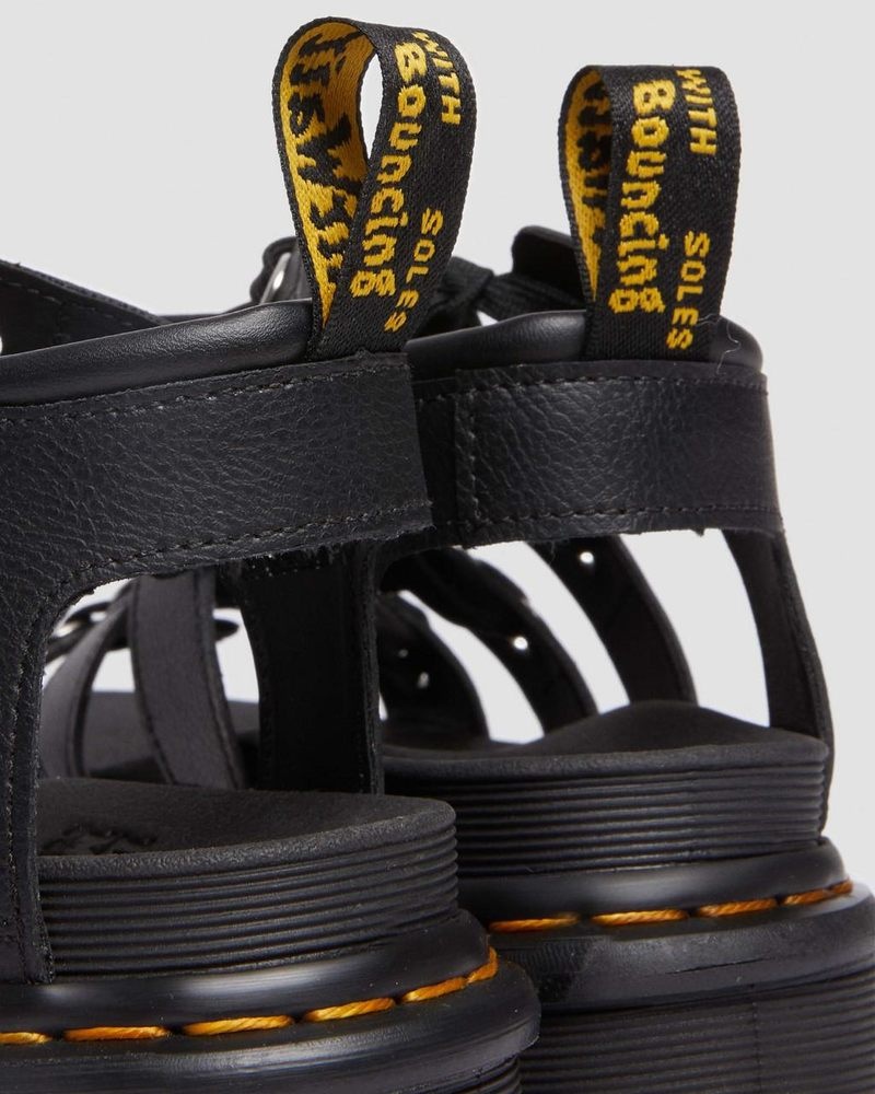 Dr Martin Martens Blaire Hardware Leather Strap Sandals (Athena) Sandals Black | DL30-Z1IV