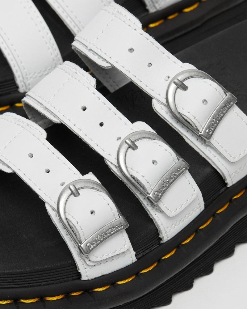 Dr Martin Martens Blaire Leather Slide Sandals (Hydro Leather) Platforms Sandals White | PG16-V7SG