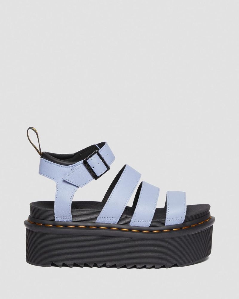 Dr Martin Martens Blaire Pisa Leather Platform Strap Sandals (Pisa) Platforms Sandals Zen Blue | VI69-B0RA