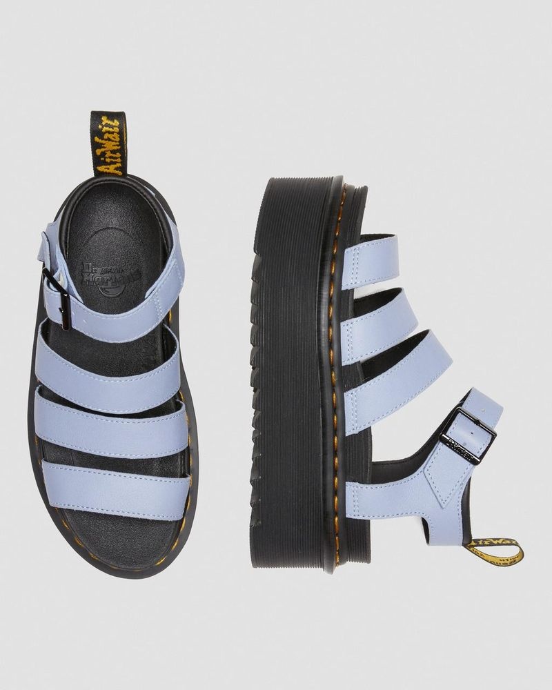 Dr Martin Martens Blaire Pisa Leather Platform Strap Sandals (Pisa) Platforms Sandals Zen Blue | VI69-B0RA