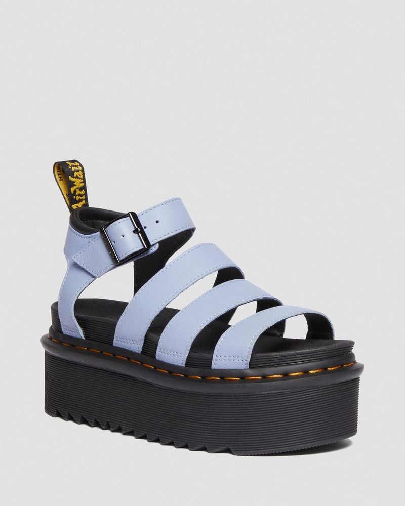 Dr Martin Martens Blaire Pisa Leather Platform Strap Sandals (Pisa) Platforms Sandals Zen Blue | VI69-B0RA