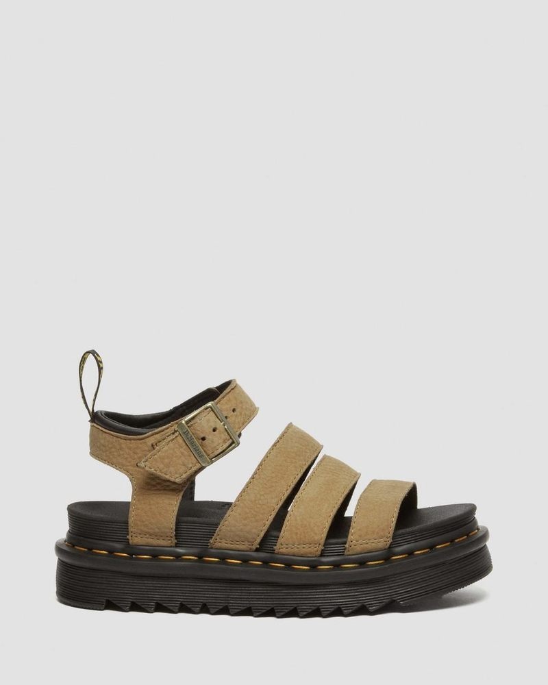 Dr Martin Martens Blaire Tumbled Nubuck Leather Sandals (Tumbled Nubuck) Sandals Savannah Tan | XQ87-Z5EJ