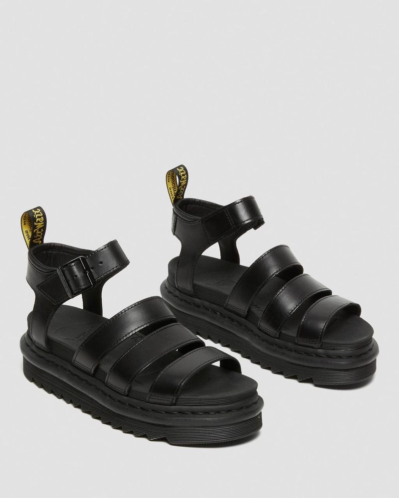 Dr Martin Martens Blaire - Brando Leather Strap Sandals (Brando) Sandals Black | LQ17-T3KQ