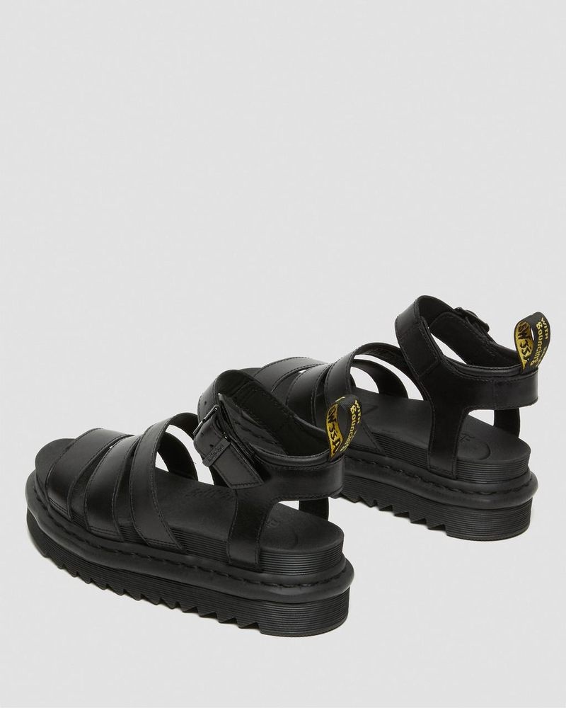 Dr Martin Martens Blaire - Brando Leather Strap Sandals (Brando) Sandals Black | LQ17-T3KQ