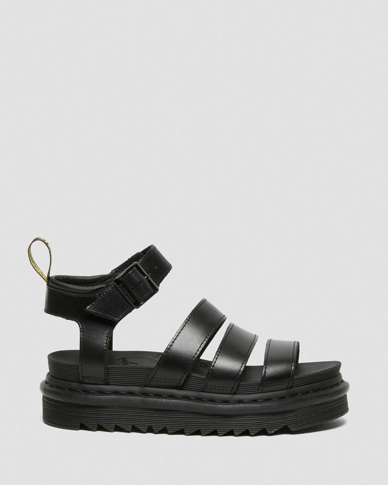 Dr Martin Martens Blaire - Brando Leather Strap Sandals (Brando) Sandals Black | LQ17-T3KQ