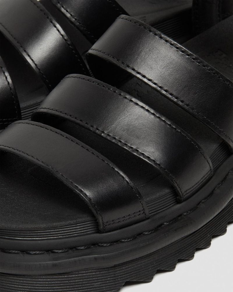 Dr Martin Martens Blaire - Brando Leather Strap Sandals (Brando) Sandals Black | LQ17-T3KQ