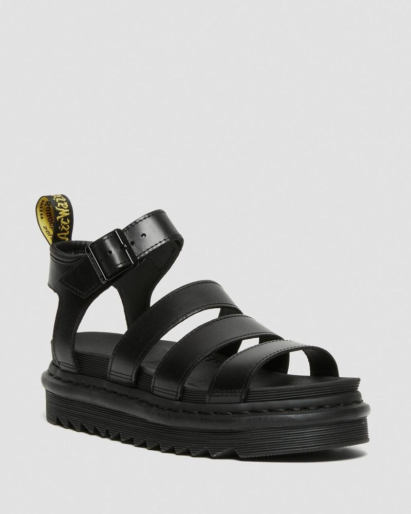 Dr Martin Martens Blaire - Brando Leather Strap Sandals (Brando) Sandals Black | LQ17-T3KQ