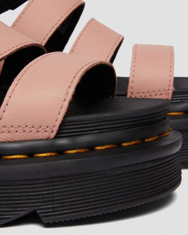 Dr Martin Martens Blaire - Pisa Leather Strap Sandals (Pisa) Platforms Sandals Peach Beige | FN76-B7UN