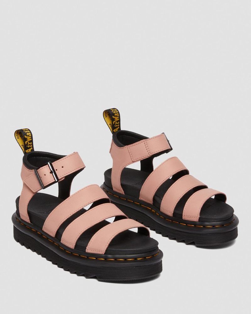 Dr Martin Martens Blaire - Pisa Leather Strap Sandals (Pisa) Platforms Sandals Peach Beige | FN76-B7UN