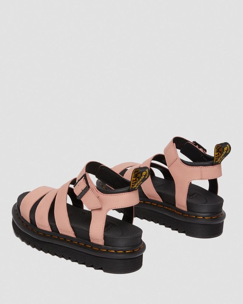 Dr Martin Martens Blaire - Pisa Leather Strap Sandals (Pisa) Platforms Sandals Peach Beige | FN76-B7UN