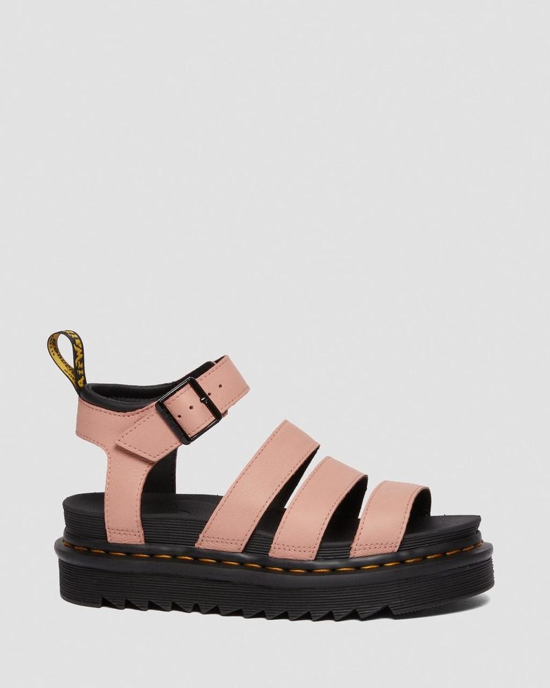 Dr Martin Martens Blaire - Pisa Leather Strap Sandals (Pisa) Platforms Sandals Peach Beige | FN76-B7UN