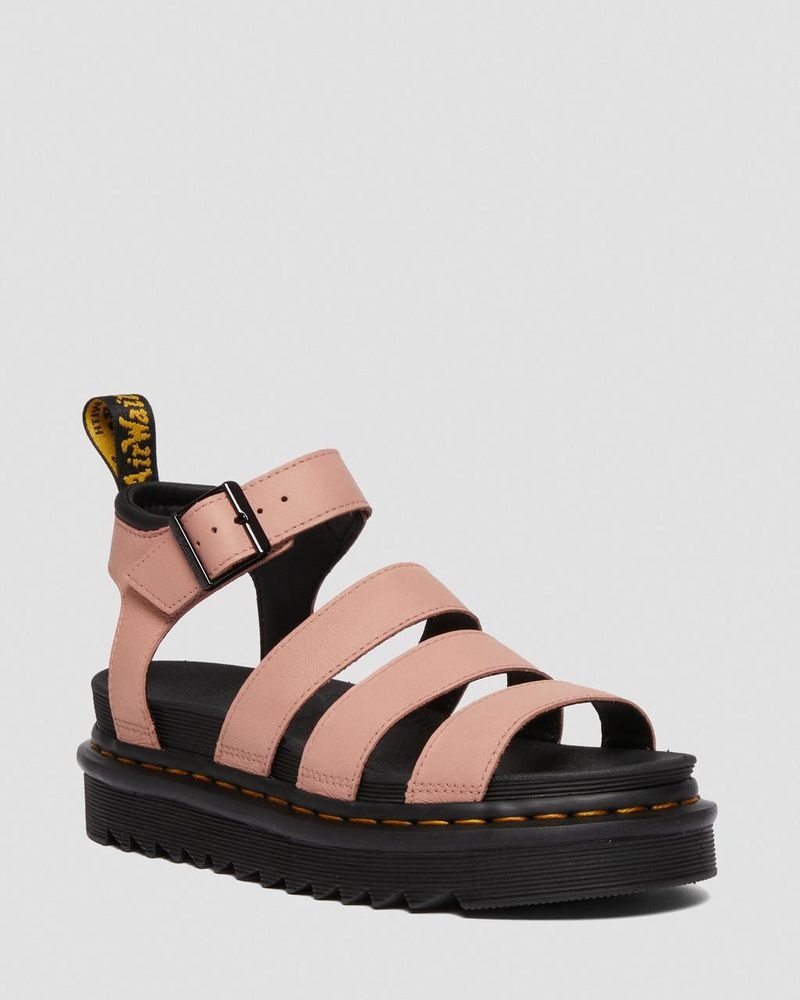 Dr Martin Martens Blaire - Pisa Leather Strap Sandals (Pisa) Platforms Sandals Peach Beige | FN76-B7UN