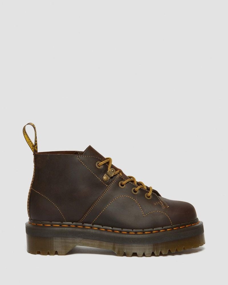 Dr Martin Martens Church Arc Crazy Horse Platform Monkey Boots (Crazy Horse) Platforms Boots Dark Brown | BC88-X2PQ