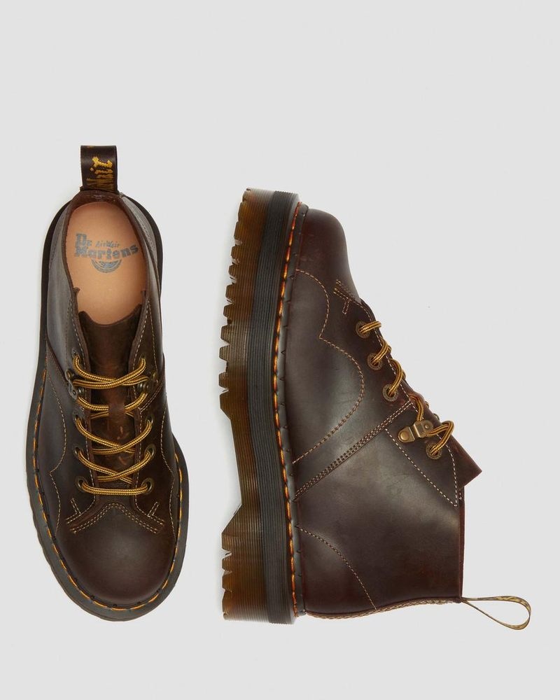 Dr Martin Martens Church Arc Crazy Horse Platform Monkey Boots (Crazy Horse) Platforms Boots Dark Brown | BC88-X2PQ