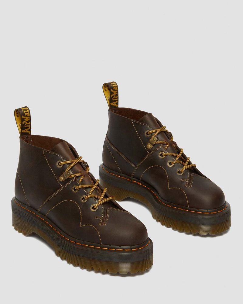 Dr Martin Martens Church Arc Crazy Horse Platform Monkey Boots (Crazy Horse) Platforms Boots Dark Brown | NG30-O5XF