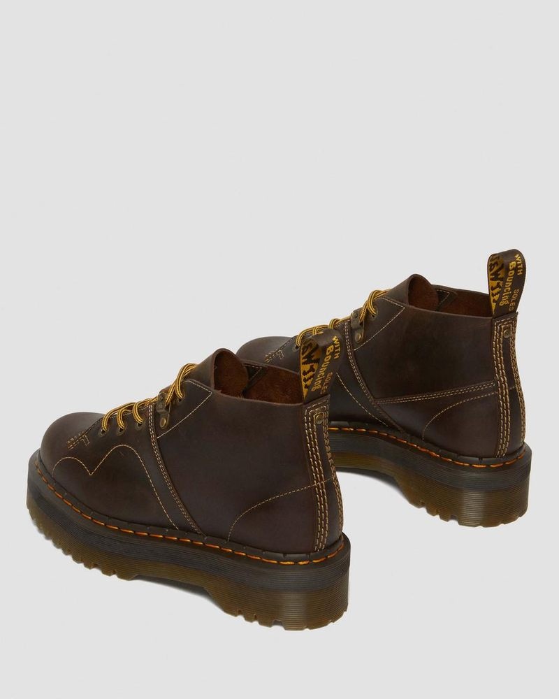 Dr Martin Martens Church Arc Crazy Horse Platform Monkey Boots (Crazy Horse) Platforms Boots Dark Brown | NG30-O5XF