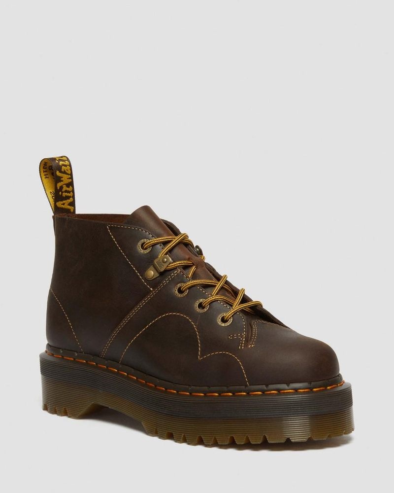 Dr Martin Martens Church Arc Crazy Horse Platform Monkey Boots (Crazy Horse) Platforms Boots Dark Brown | NG30-O5XF