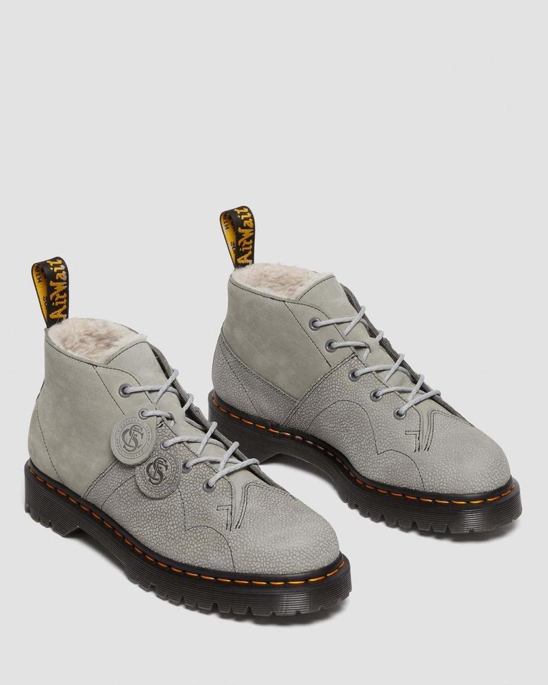 Dr Martin Martens Church Nubuck & Pebble Leather Monkey Boots Boots Mid Grey | CG04-B9TO