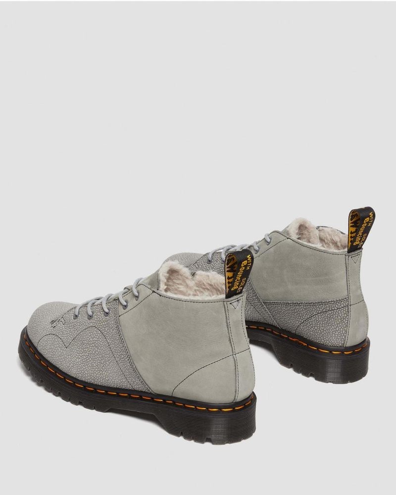 Dr Martin Martens Church Nubuck & Pebble Leather Monkey Boots Boots Mid Grey | CG04-B9TO