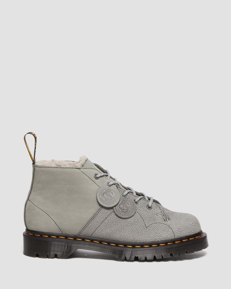 Dr Martin Martens Church Nubuck & Pebble Leather Monkey Boots Boots Mid Grey | CG04-B9TO