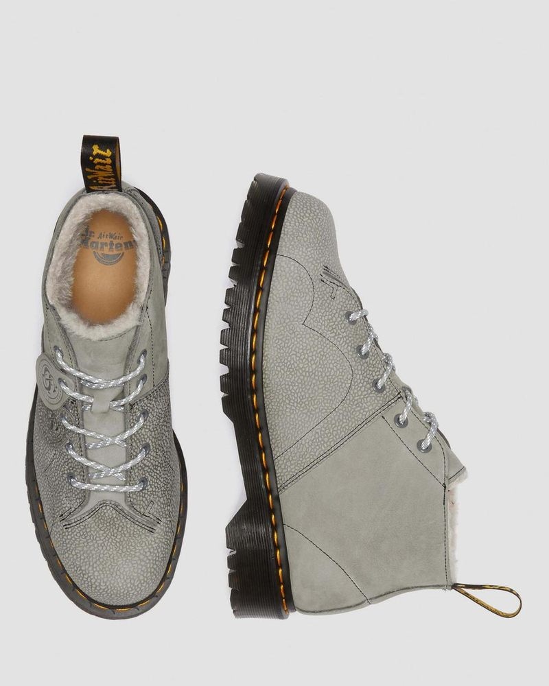 Dr Martin Martens Church Nubuck & Pebble Leather Monkey Boots Boots Mid Grey | CG04-B9TO