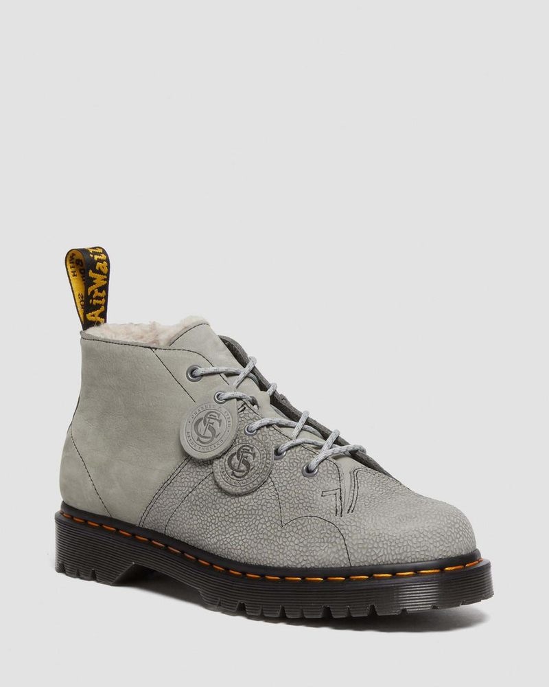 Dr Martin Martens Church Nubuck & Pebble Leather Monkey Boots Boots Mid Grey | CG04-B9TO